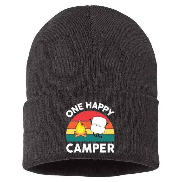 One Happy Camper Baby Girl Cute Marshmallow Camping Sustainable Knit Beanie