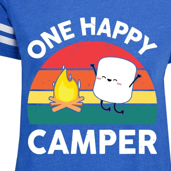 One Happy Camper Baby Girl Cute Marshmallow Camping Enza Ladies Jersey Football T-Shirt