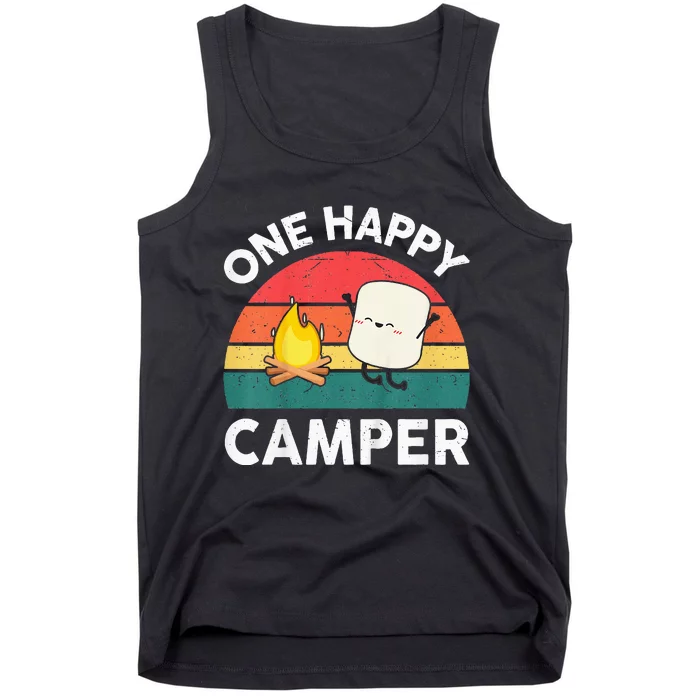 One Happy Camper Baby Cute Marshmallow Camping Tank Top