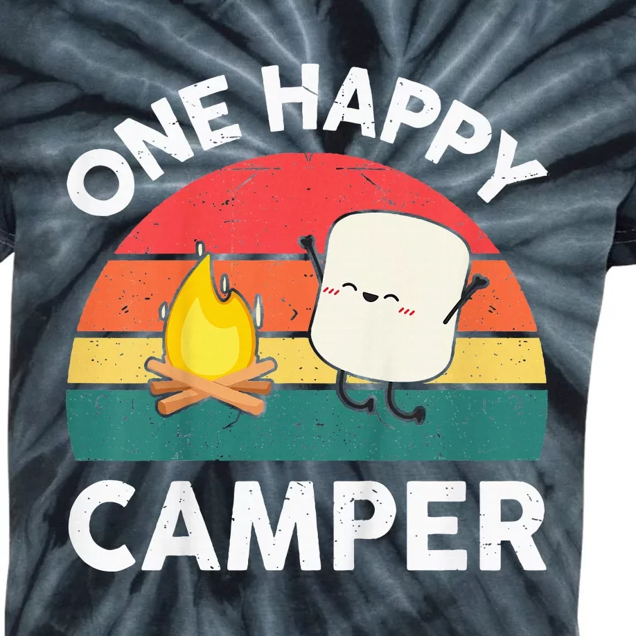 One Happy Camper Baby Cute Marshmallow Camping Kids Tie-Dye T-Shirt