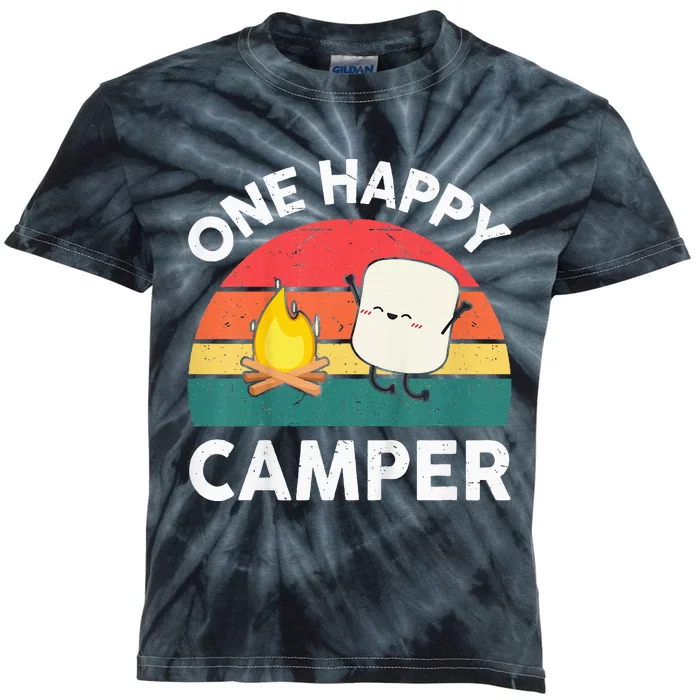 One Happy Camper Baby Cute Marshmallow Camping Kids Tie-Dye T-Shirt