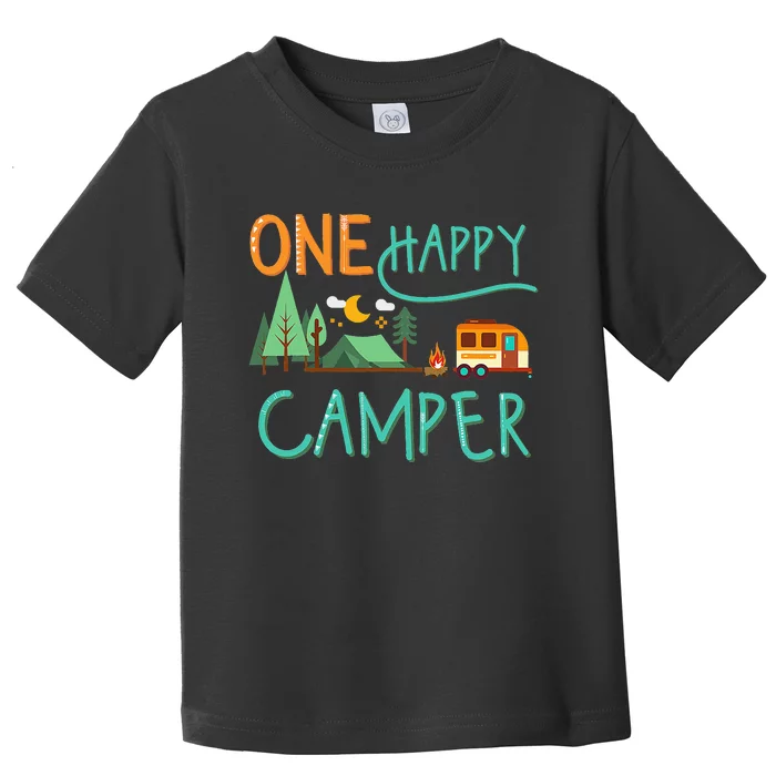 One Happy Camper First Birthday Camping Matching Toddler T-Shirt