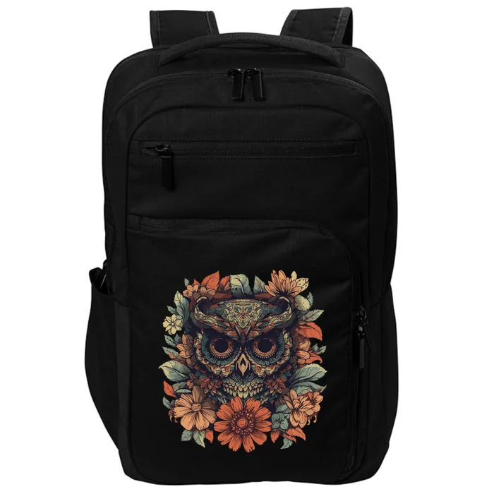 Owl Halloween Dia De Los Muertos Floral Sugar Skull Impact Tech Backpack