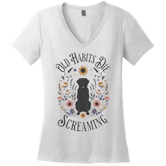 Old Habits Die Screaming Lyrics The Black Dog Ttpd Women's V-Neck T-Shirt