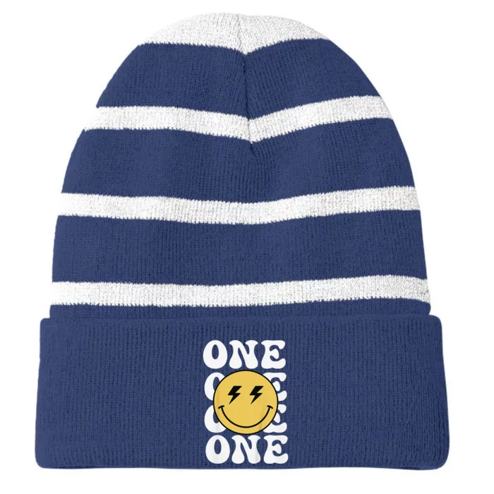 One Happy Dude 1st Birthday Theme Family Matching Striped Beanie with Solid Band