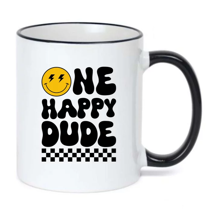 One Happy Dude Groovy 1st Birthday Party Family Matching Black Color Changing Mug