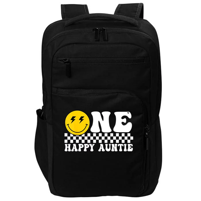 One Happy Dude Auntie 1st Birthday Family Matching Impact Tech Backpack