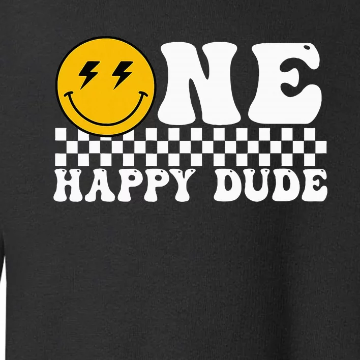 One Happy Dude Groovy 1st Birthday Party Family Matching Toddler Sweatshirt