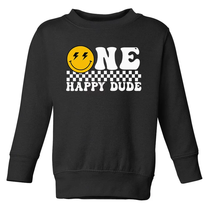 One Happy Dude Groovy 1st Birthday Party Family Matching Toddler Sweatshirt