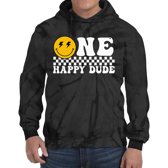 One Happy Dude Groovy 1st Birthday Party Family Matching Tie Dye Hoodie