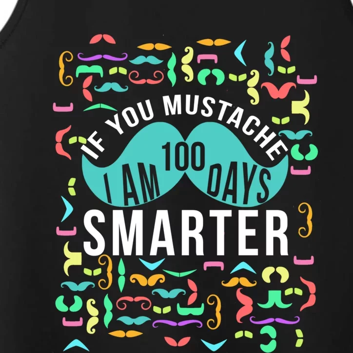 One Hundred Days Of School Smarter Mustache Gift Performance Tank