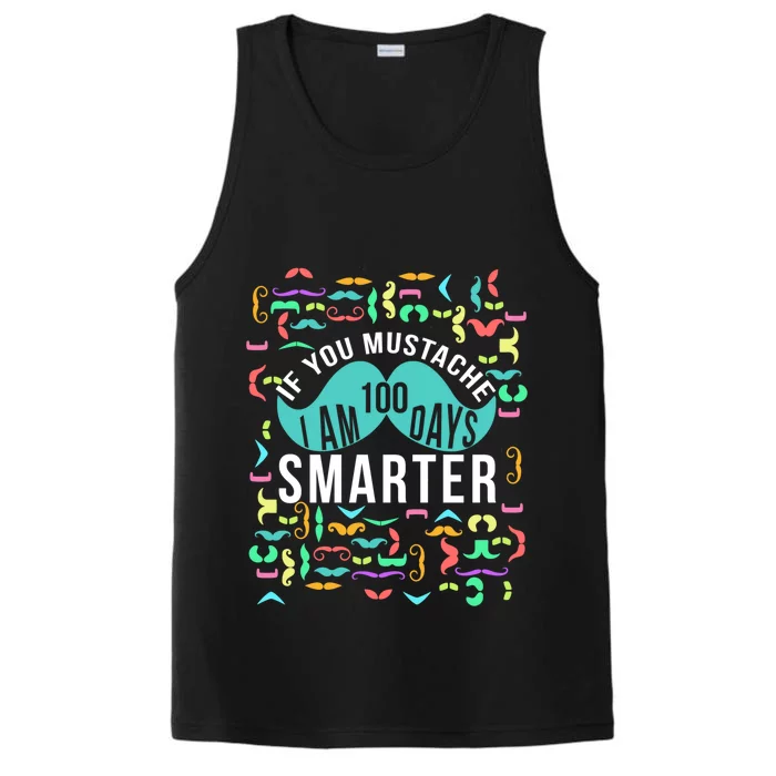 One Hundred Days Of School Smarter Mustache Gift Performance Tank