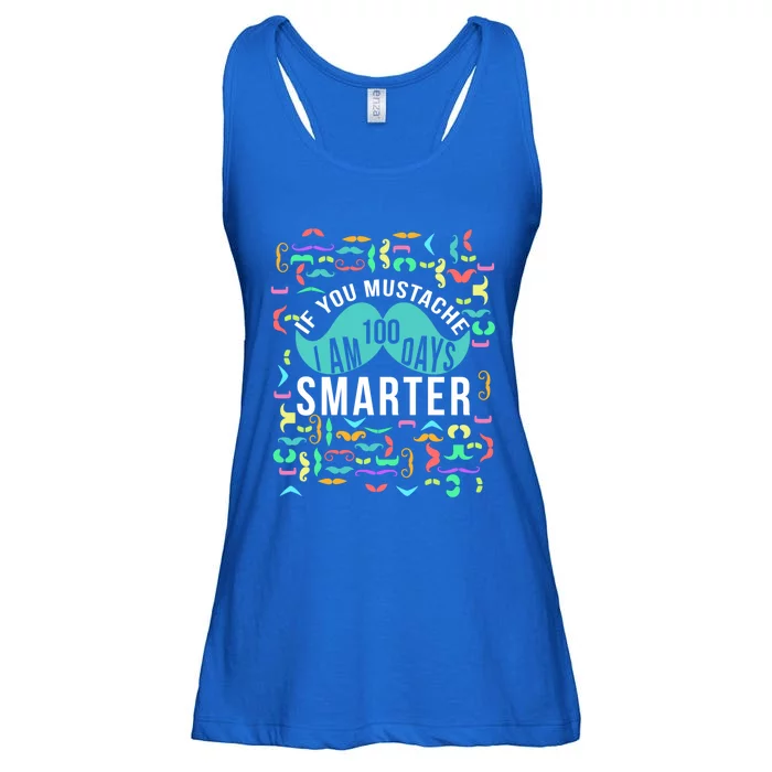 One Hundred Days Of School Smarter Mustache Gift Ladies Essential Flowy Tank