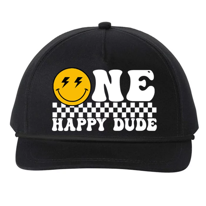 One Happy Dude Groovy 1st Birthday Party Family Matching Snapback Five-Panel Rope Hat