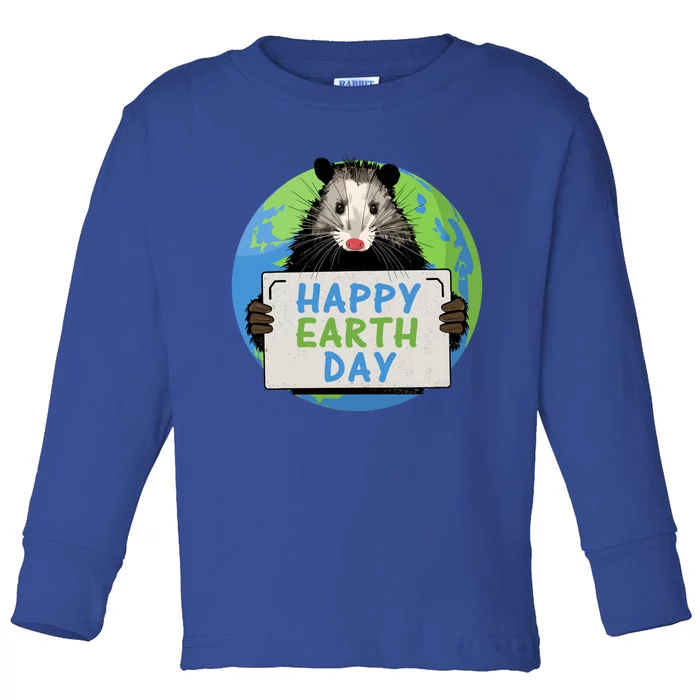 Opossum Happy Earth Day Lovers Funny Possum Gift Toddler Long Sleeve Shirt