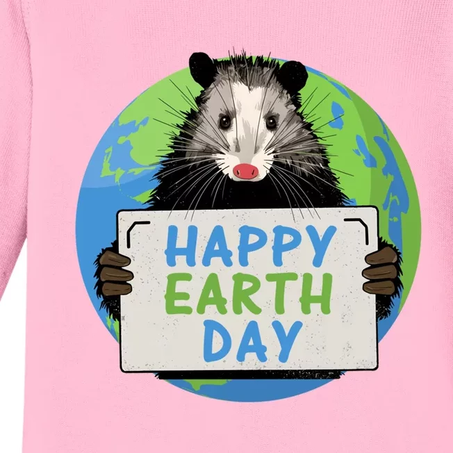 Opossum Happy Earth Day Lovers Funny Possum Gift Baby Long Sleeve Bodysuit