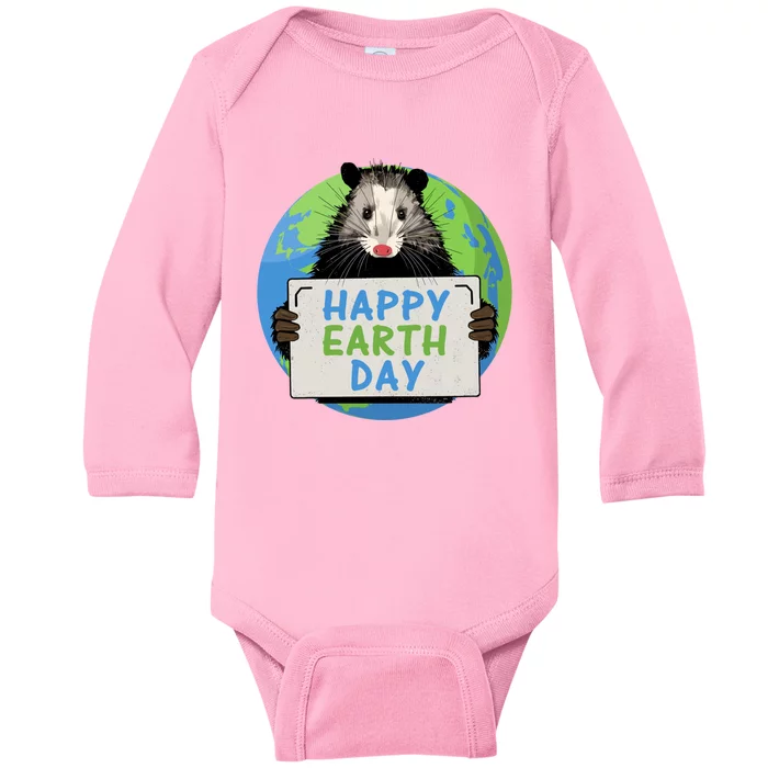 Opossum Happy Earth Day Lovers Funny Possum Gift Baby Long Sleeve Bodysuit