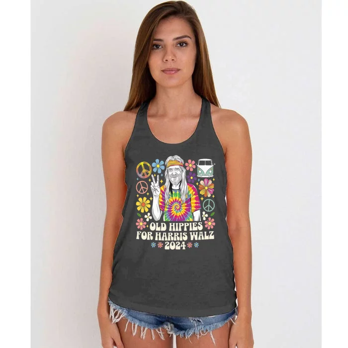 Old Hippies For Harris Waltz 2024 Election Kamala Harris Women's Knotted Racerback Tank