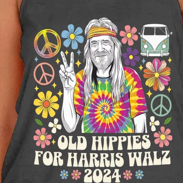 Old Hippies For Harris Waltz 2024 Election Kamala Harris Women's Knotted Racerback Tank