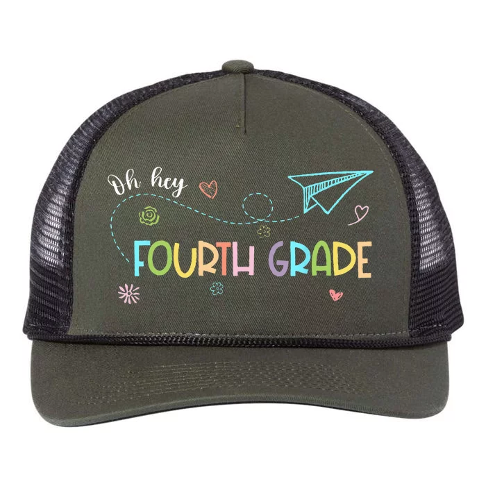 Oh Hey Fourth Grade Teacher Student 4th Grade Back To School Retro Rope Trucker Hat Cap