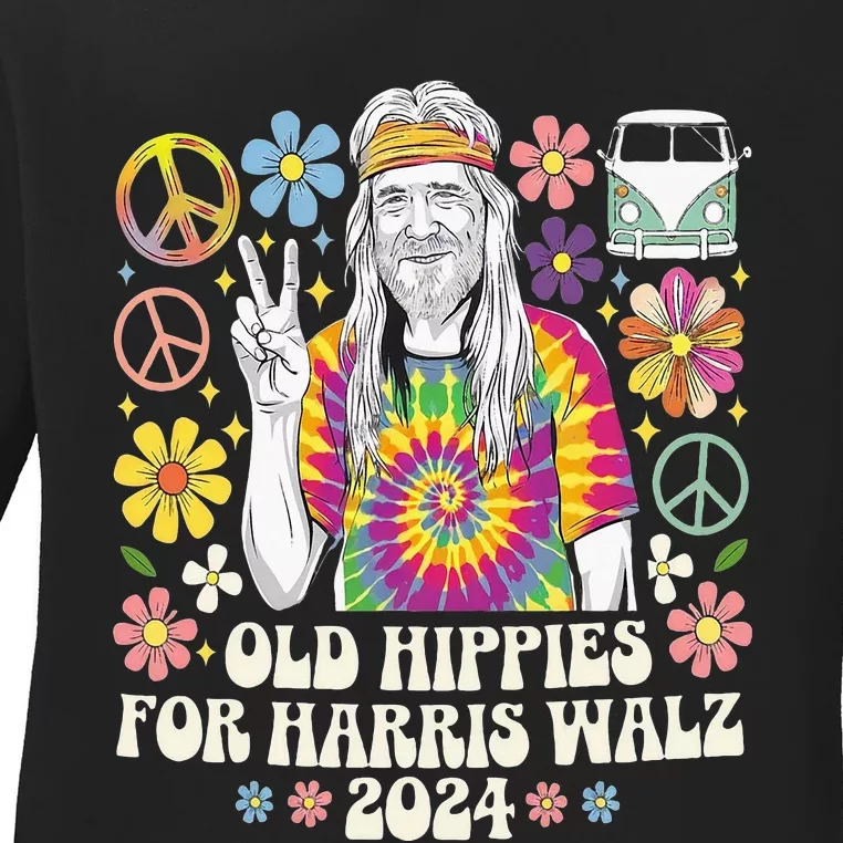 Old Hippies For Harris Waltz 2024 Ladies Long Sleeve Shirt