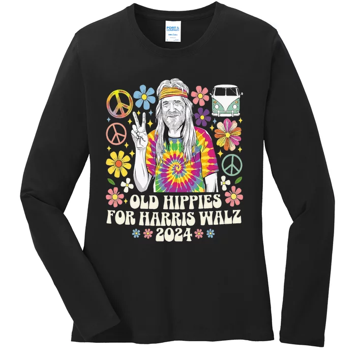 Old Hippies For Harris Waltz 2024 Ladies Long Sleeve Shirt