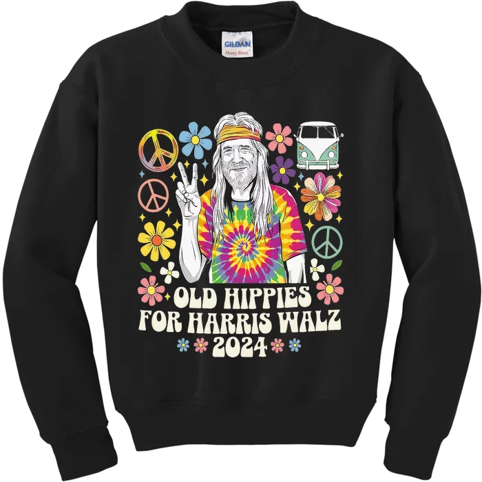 Old Hippies For Harris Waltz 2024 Kids Sweatshirt