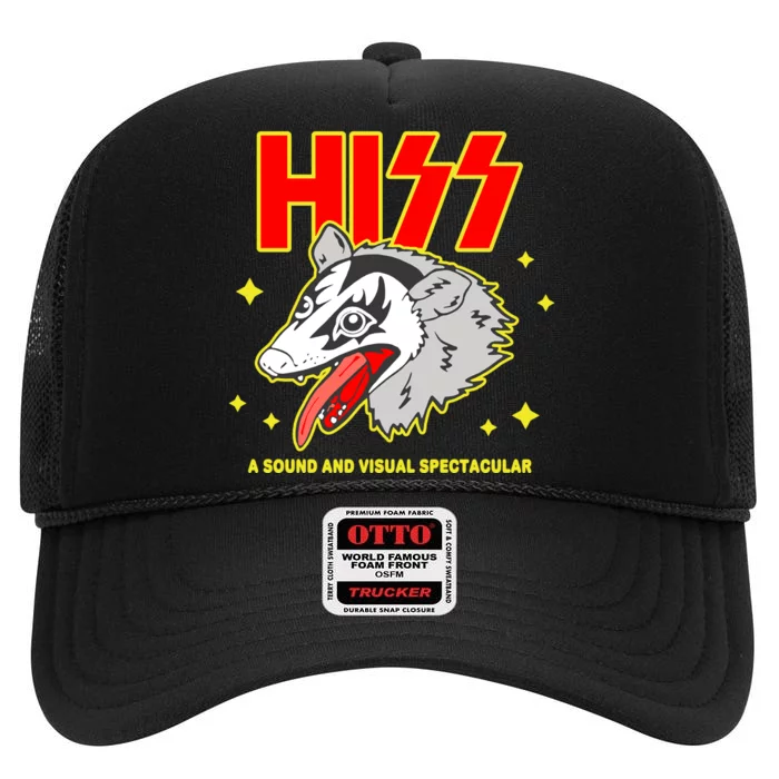 Opossum Hiss Funny Possum Hiss Gift High Crown Mesh Trucker Hat