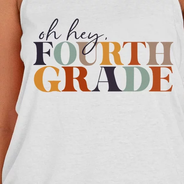 Oh Hey Fourth Grade Back to School For Teachers And Students Women's Knotted Racerback Tank