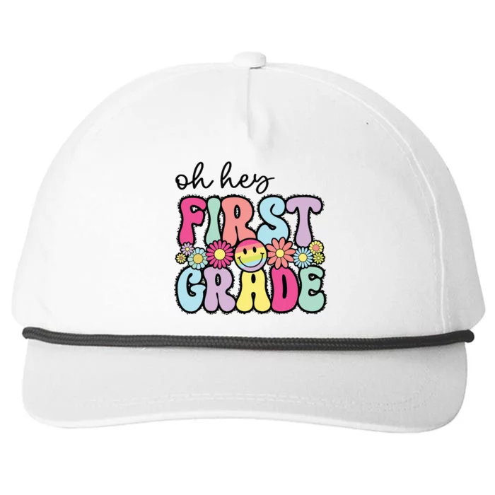 Oh Hey First Grade Teacher First Day Of School Snapback Five-Panel Rope Hat