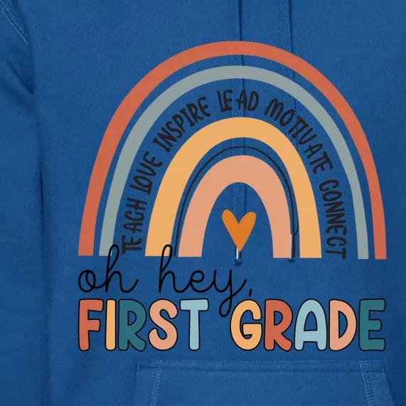 Oh Hey First Grade Rainbow Teacher 1St Grade Gift Premium Hoodie