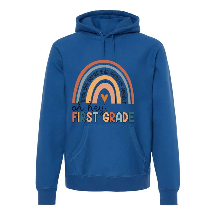 Oh Hey First Grade Rainbow Teacher 1St Grade Gift Premium Hoodie