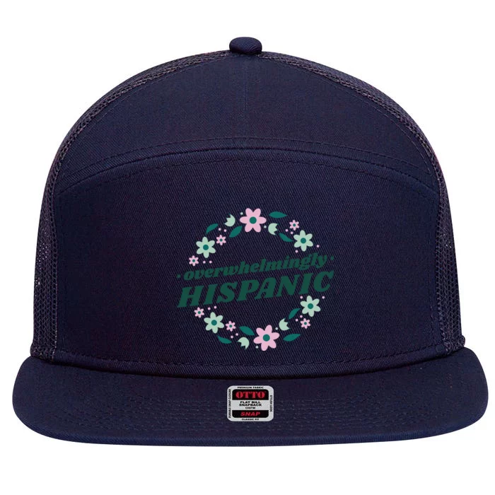 Overwhelmingly Hispanic Floral 7 Panel Mesh Trucker Snapback Hat