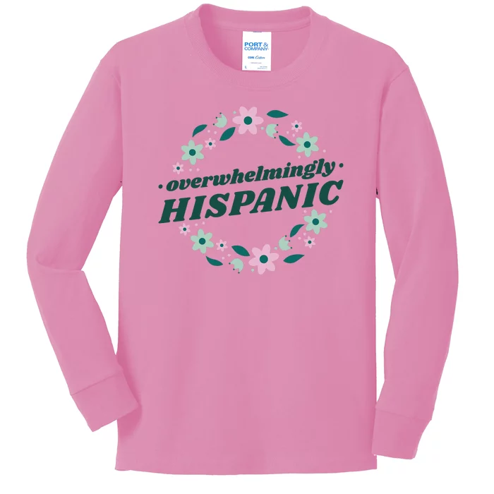 Overwhelmingly Hispanic Floral Kids Long Sleeve Shirt