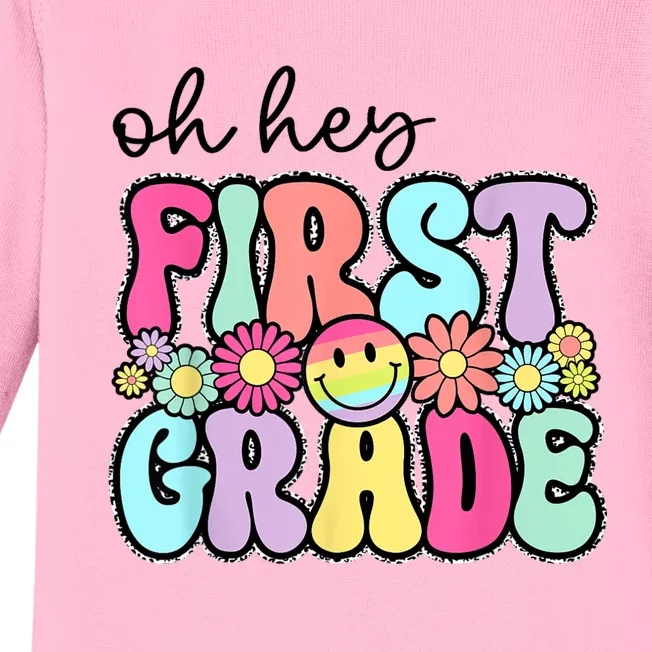 Oh Hey First Grade Teacher First Day Of School Baby Long Sleeve Bodysuit