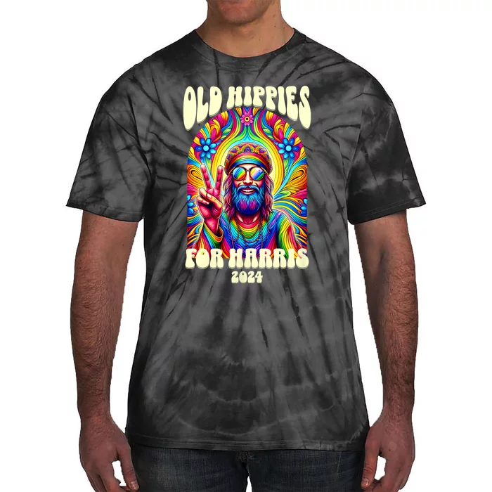 Old Hippies For Harris 2024 Kamala Harris Madam President Tie-Dye T-Shirt