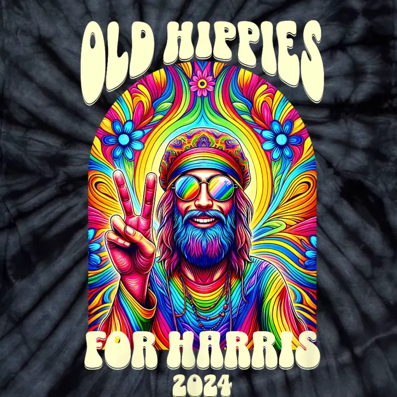 Old Hippies For Harris 2024 Kamala Harris Madam President Tie-Dye T-Shirt