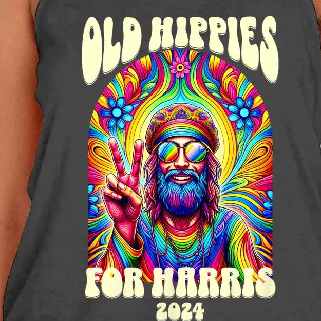 Old Hippies For Harris 2024 Kamala Harris Madam President Women's Knotted Racerback Tank