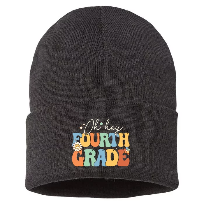 Oh Hey Fourth Grade Groovy 4th Grade Teacher Back To School Sustainable Knit Beanie