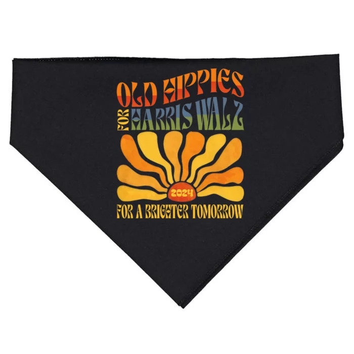 Old Hippies For Harris Waltz 2024 Election Kamala Harris USA-Made Doggie Bandana