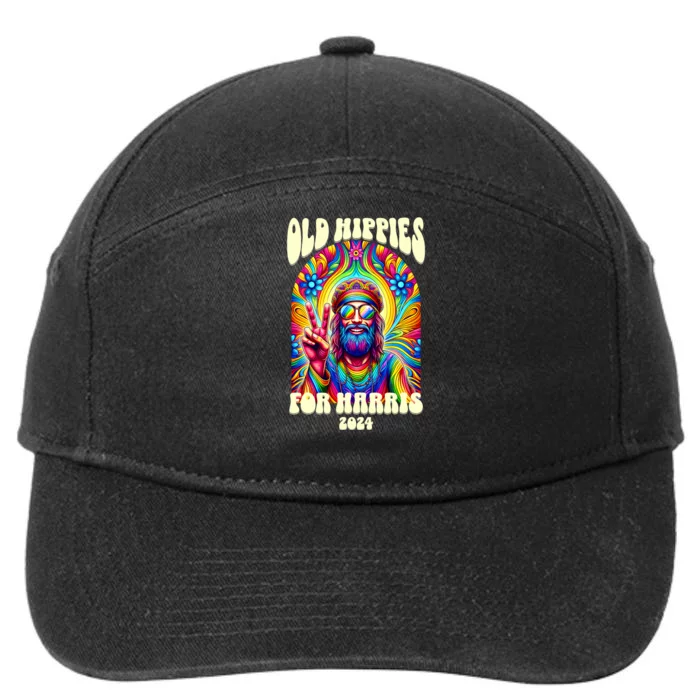 Old Hippies For Harris 2024 Kamala Harris Madam President 7-Panel Snapback Hat