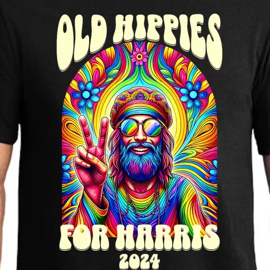 Old Hippies For Harris 2024 Kamala Harris Madam President Pajama Set