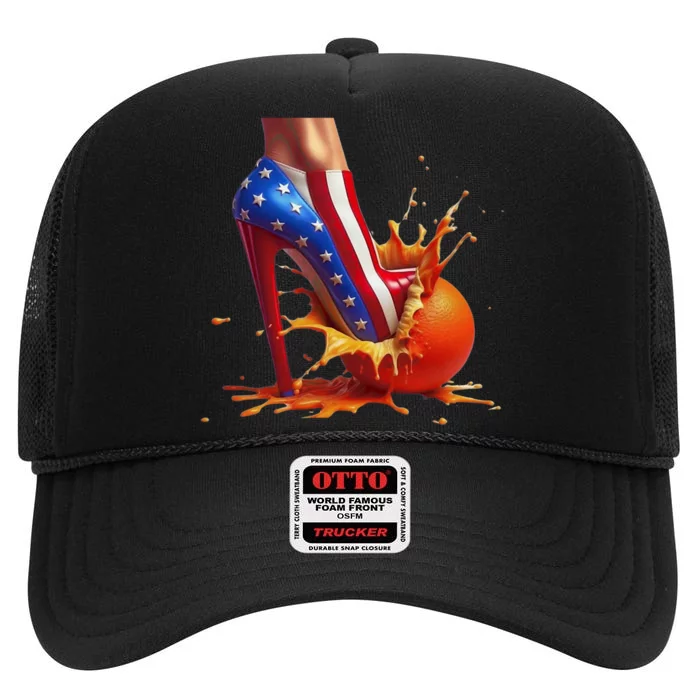 Orange High Heel Crush High Crown Mesh Trucker Hat