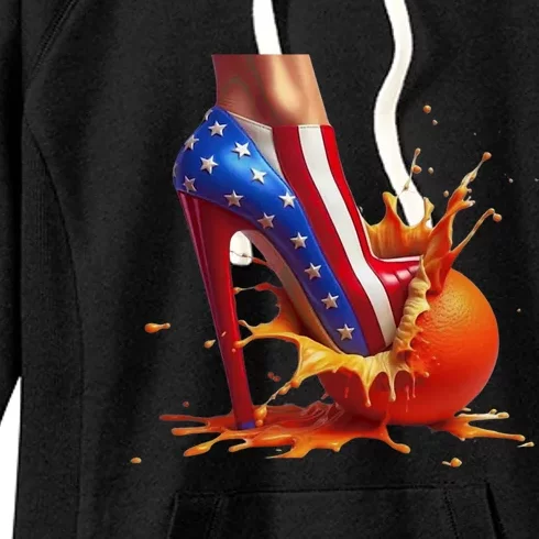 Orange High Heel Crush Women's Fleece Hoodie