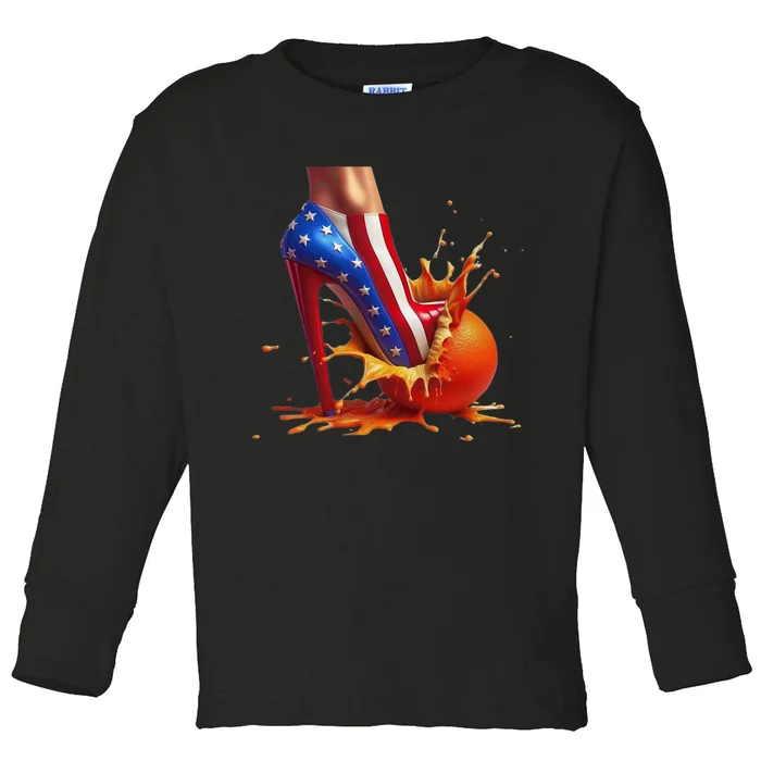 Orange High Heel Crush Toddler Long Sleeve Shirt