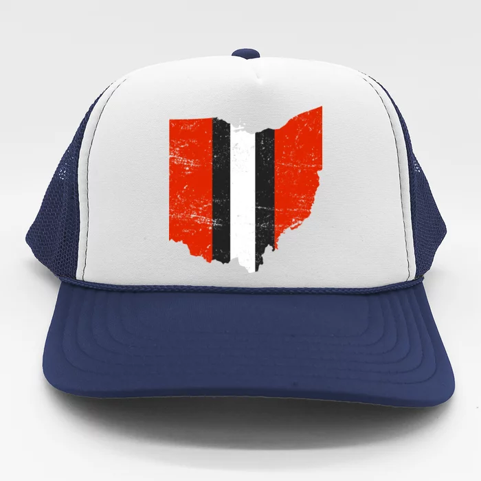 Ohio Cleveland Stripe Football Trucker Hat