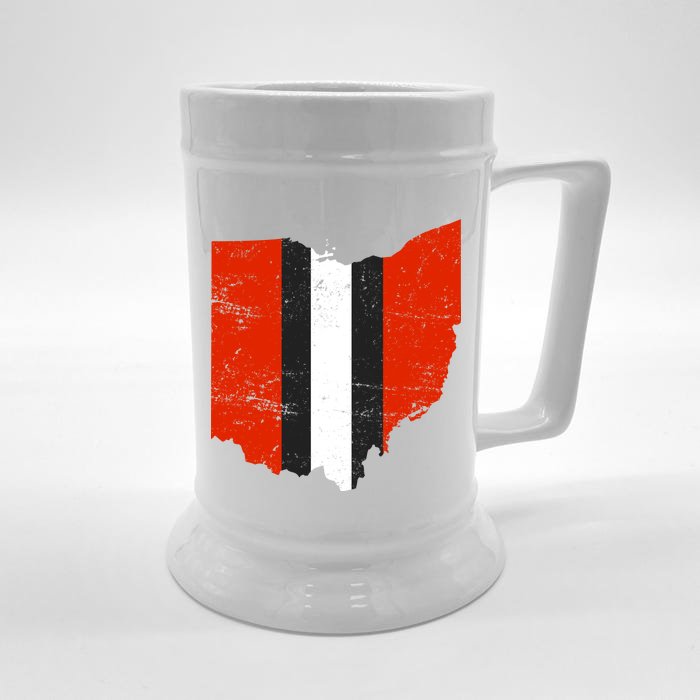 Ohio Cleveland Stripe Football Front & Back Beer Stein