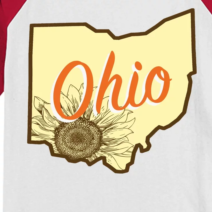 Ohio Floral Cute Flower Kids Colorblock Raglan Jersey