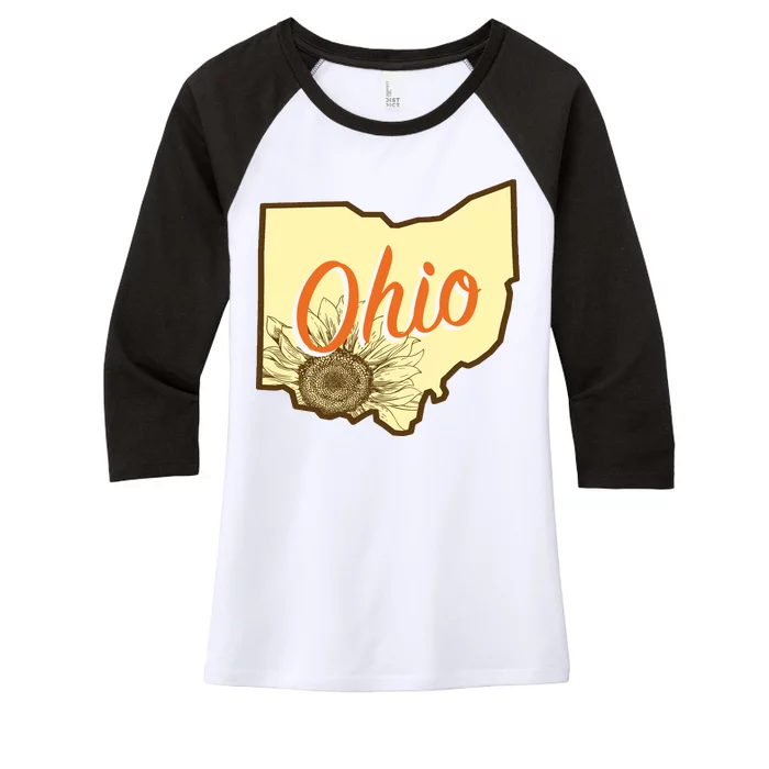 Ohio Floral Cute Flower Women's Tri-Blend 3/4-Sleeve Raglan Shirt