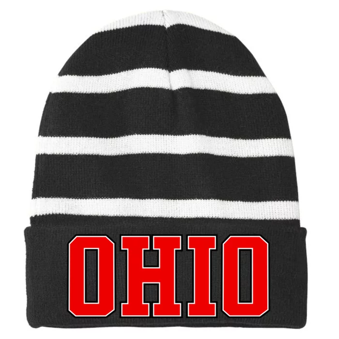 Ohio Jersey Block Logo Striped Beanie with Solid Band